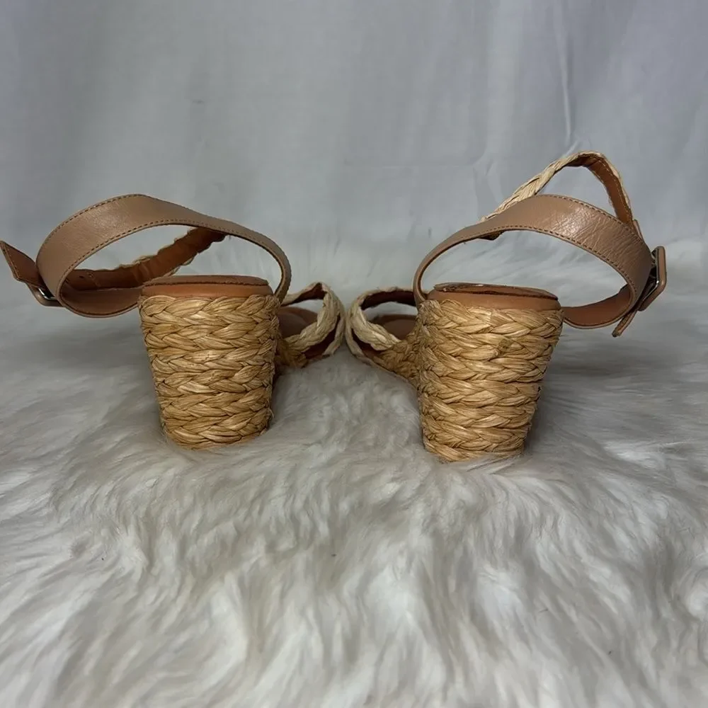 Andre Assous Milena Women's Espadrille‎ Natural Raffia Wedge Sz 39/US 8.5